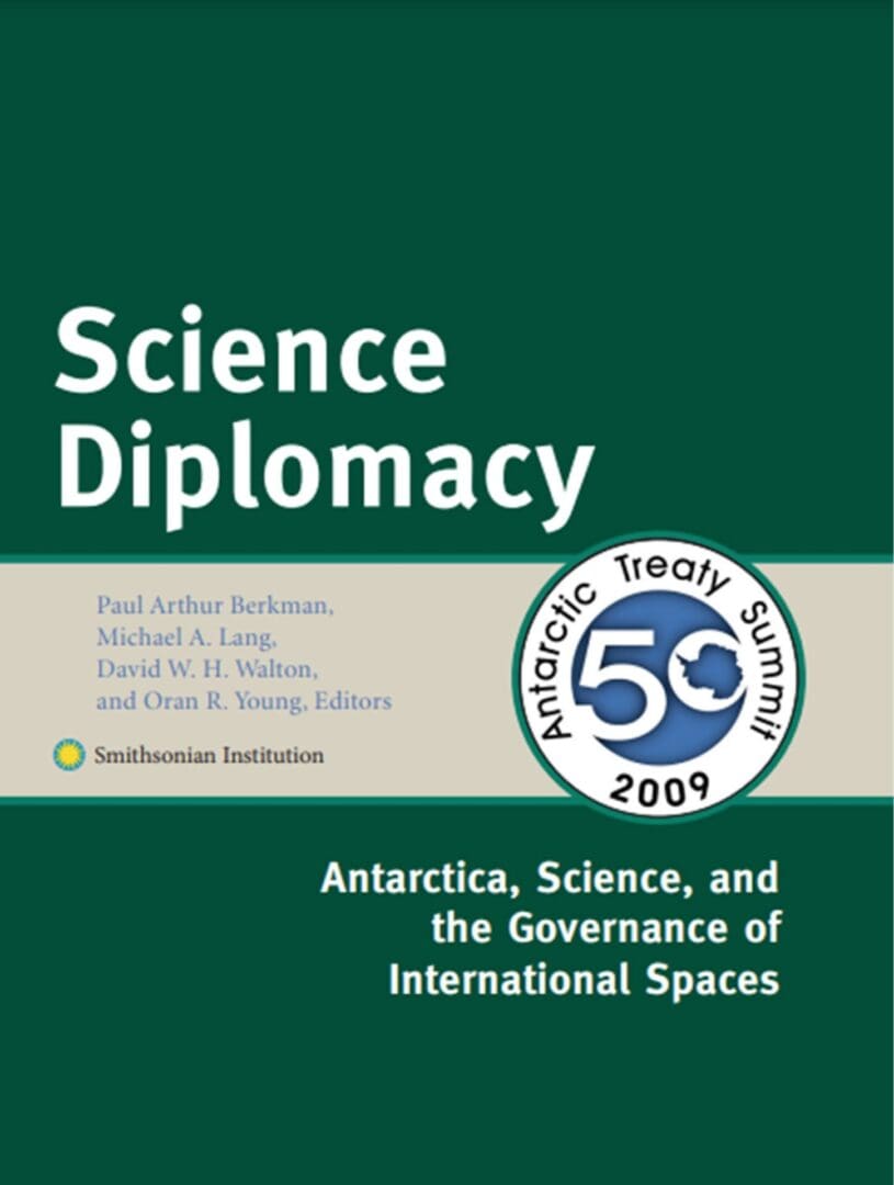 A book cover with the title of science diplomacy.