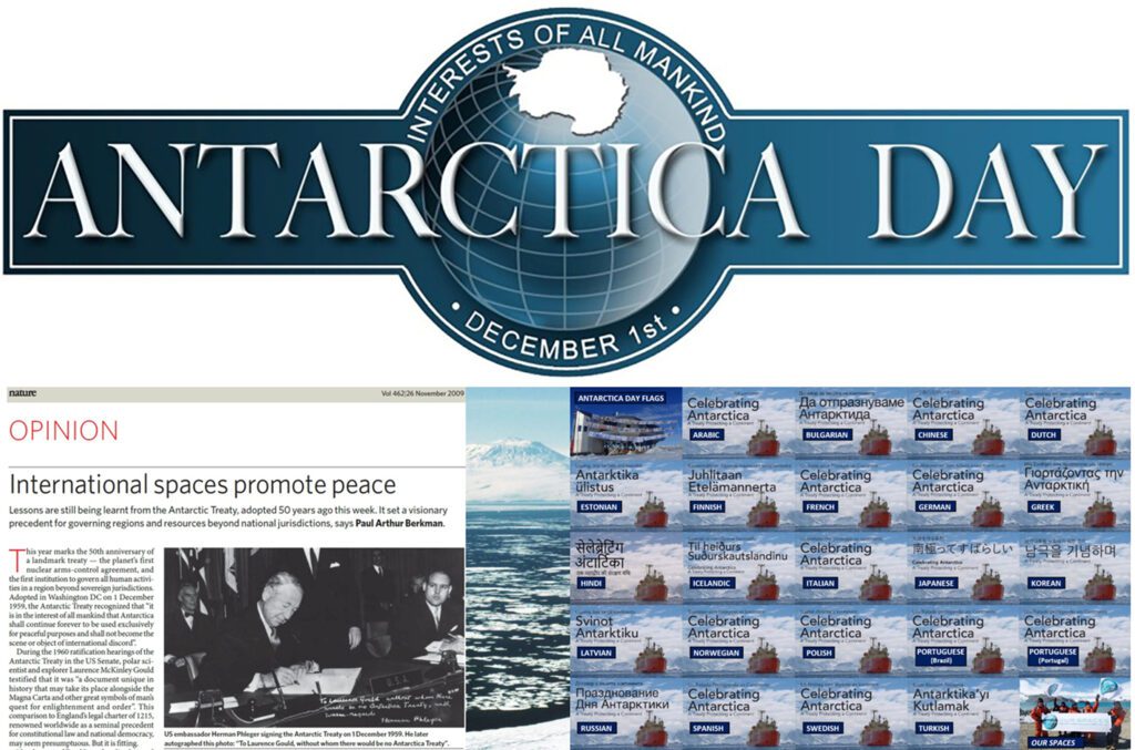 The logo of antarctica day with a article in the bottom