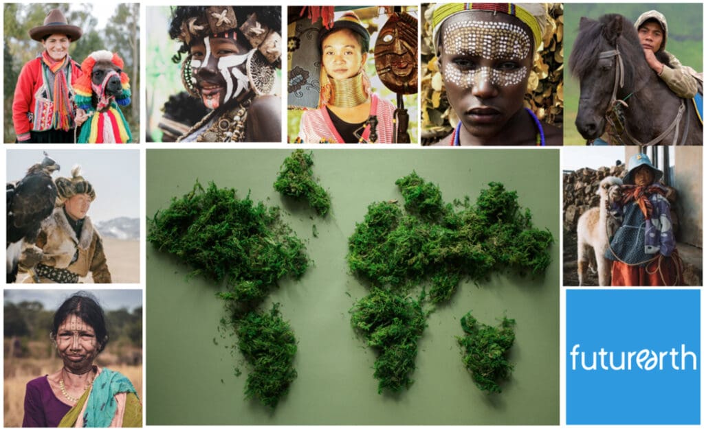 A collage of photos with faces and plants