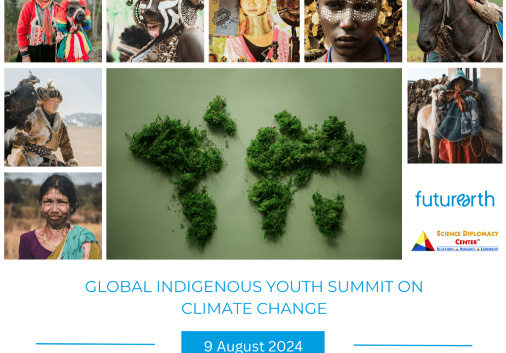 A collage of photos with the words global indigenous youth summit on climate change.